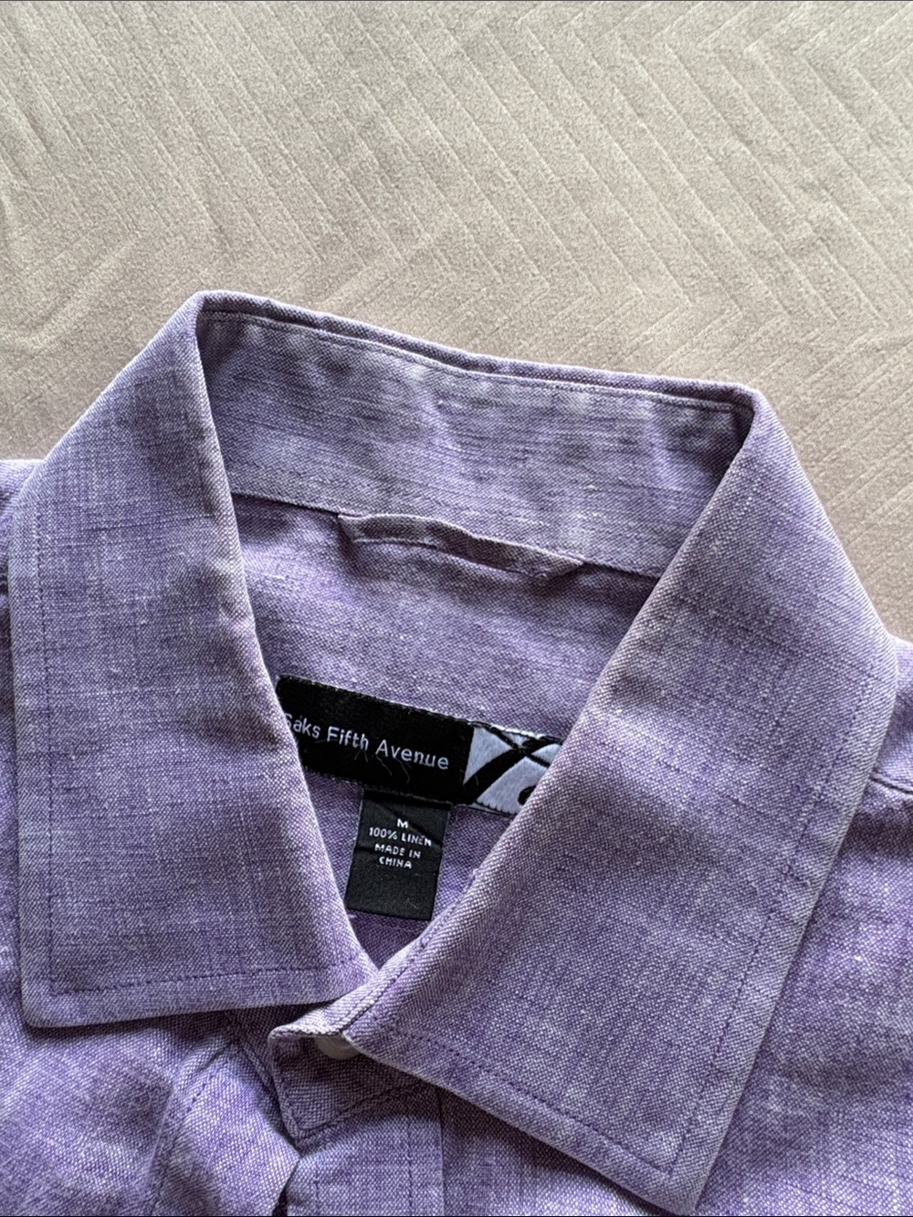 Saks Fifth Avenue Lavender Linen Dress Shirt